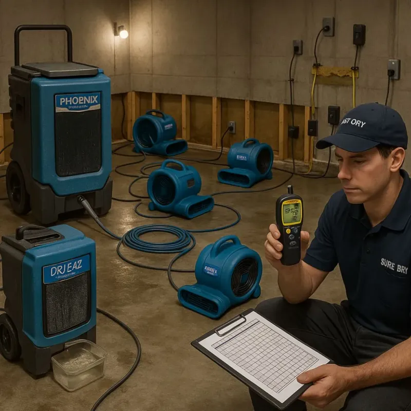 Structural Drying and Dehumidification process in Markham, TX